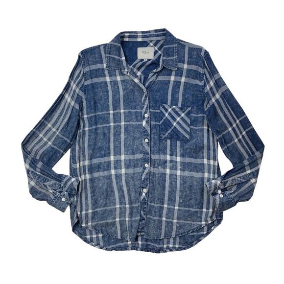 Rails Shirt Womens M Pacific Blue Tencel Hunter Plaid Button Up Long Sleeve - Picture 1 of 9